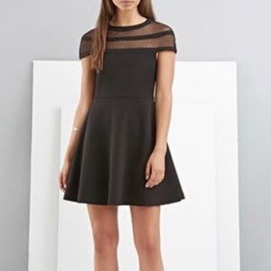 FOXIEDOX Black Mini Dress w/sheer striped top